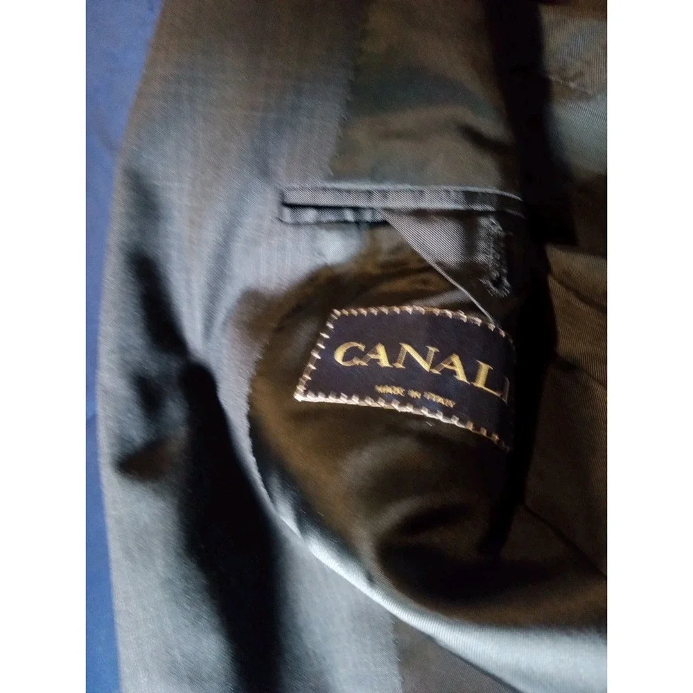 Canali Men's Pure Wool Blazer‎ Jacket Black Pinstripe Italy • 42L (US) 52 (EU)